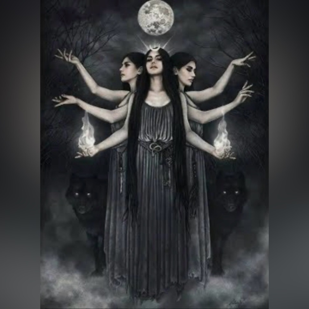 “Maiden, Mother, Crone” Hecate Triple Moon Greek Goddess Magic Cameo Necklace - Picture 11 of 13
